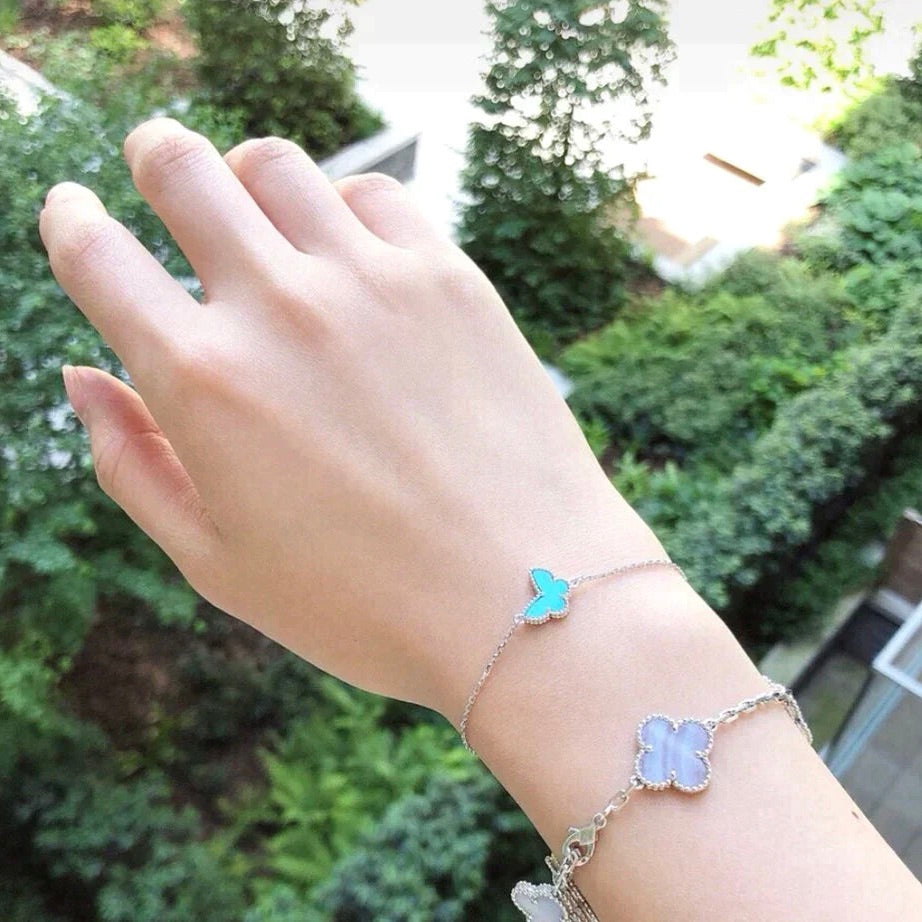 [Solara Jewelry]BUTTERFLY TURQUOISE BUTTERFLY BRACELET SILVER