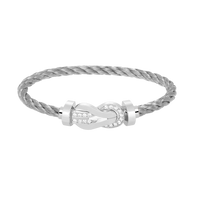 [Solara Jewelry]CHANCE LARGE 8 FIGURE BUCKLE HALF DIAMOND BRACELET SILVER
