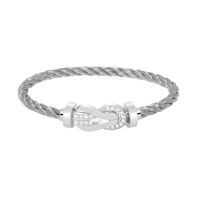[Solara Jewelry]CHANCE LARGE 8 FIGURE BUCKLE HALF DIAMOND BRACELET SILVER