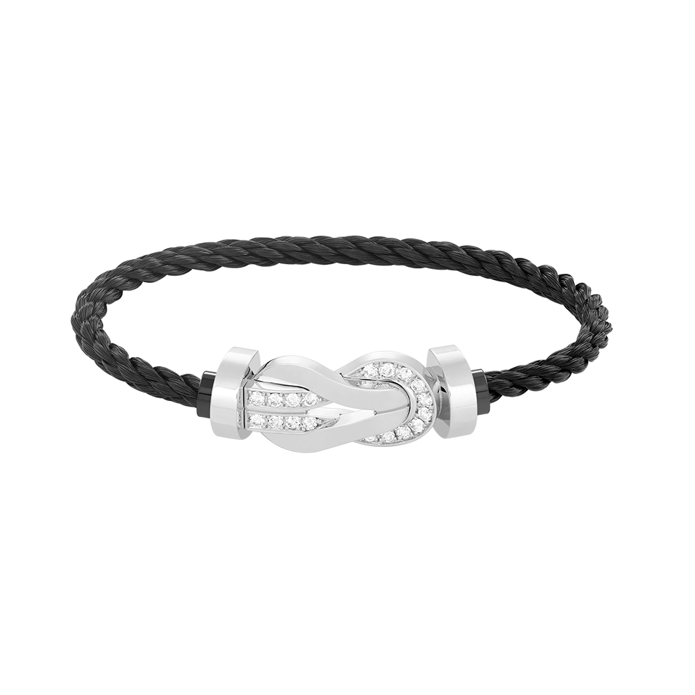 [Solara Jewelry]CHANCE LARGE 8 FIGURE BUCKLE HALF DIAMOND BRACELET SILVER