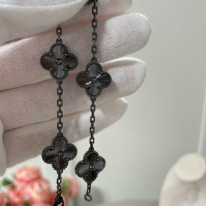[Solara Jewelry]CLOVER 5 MOTIF BLACK BRACELET