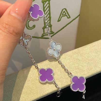 [Solara Jewelry]CLOVER  5 MOTIFS  PURPLE VIOLET BRACELET SILVER
