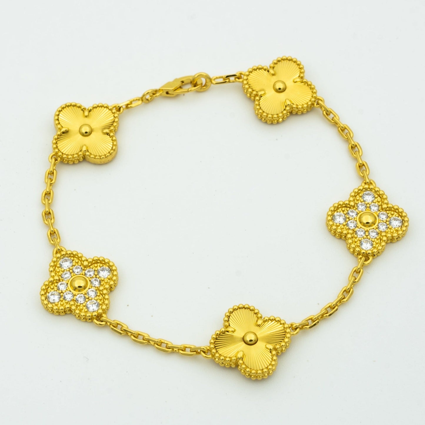 [Solara Jewelry]CLOVER BRACELET 5 MOTIFS GOLD DIAMOND