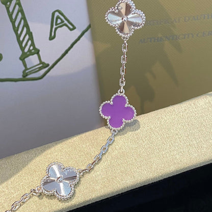 [Solara Jewelry]CLOVER  5 MOTIFS  PURPLE VIOLET BRACELET SILVER