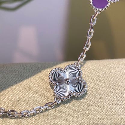 [Solara Jewelry]CLOVER  5 MOTIFS  PURPLE VIOLET BRACELET SILVER