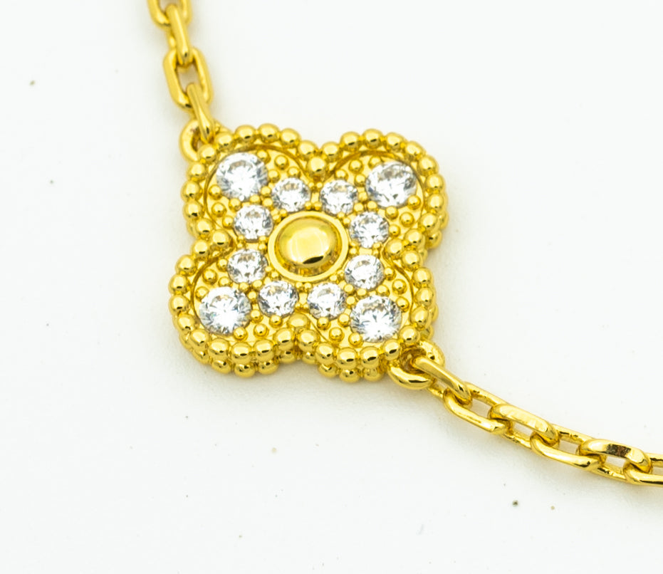 [Solara Jewelry]CLOVER BRACELET 5 MOTIFS GOLD DIAMOND