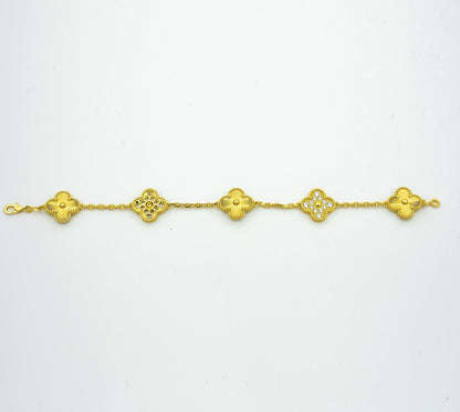 [Solara Jewelry]CLOVER BRACELET 5 MOTIFS GOLD DIAMOND