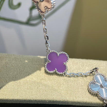 [Solara Jewelry]CLOVER  5 MOTIFS  PURPLE VIOLET BRACELET SILVER