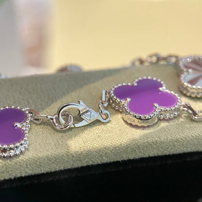[Solara Jewelry]CLOVER  5 MOTIFS  PURPLE VIOLET BRACELET SILVER