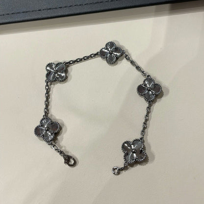[Solara Jewelry]CLOVER 5 MOTIF BLACK BRACELET