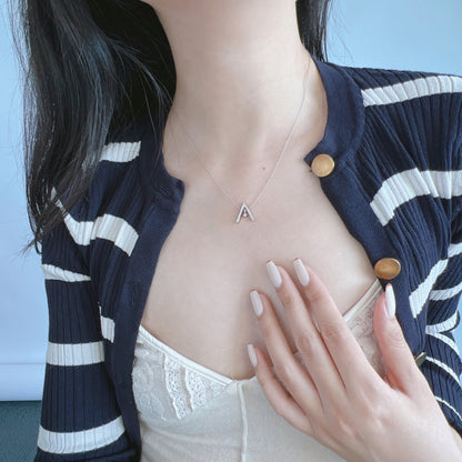 [Solara Jewelry]Sparkling "A" Shape Necklace