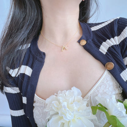 [Solara Jewelry]Sparkling "A" Shape Necklace