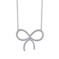 [Solara Jewelry]CLAW SET RHODIUM PLATED BOW NECKLACE