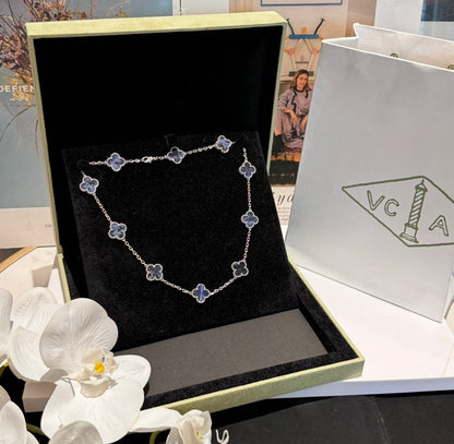 [Solara Jewelry]CLOVER 10 MOTIFS BIDE STONE NECKLACE