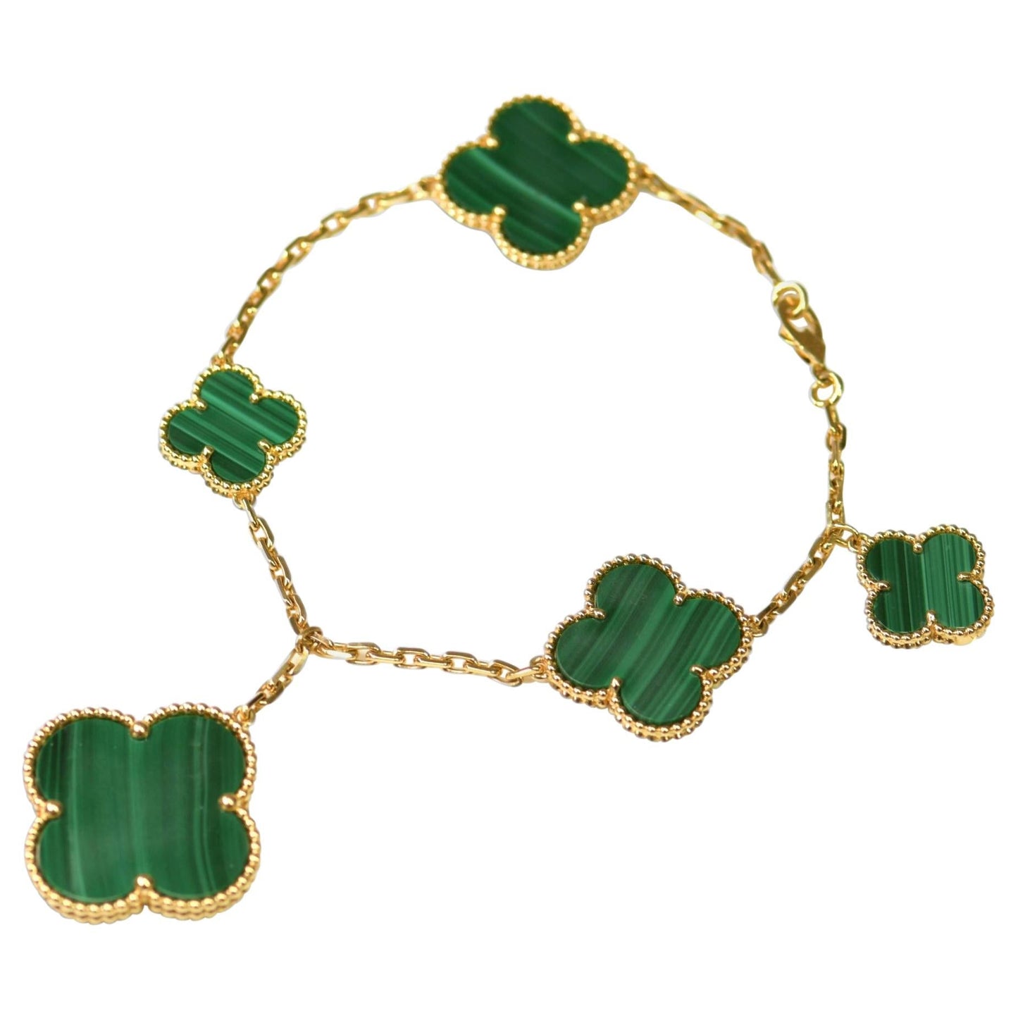 [Solara Jewelry]MAGIC CLOVER MALACHITE GOLD BRACELET 5 MOTIFS