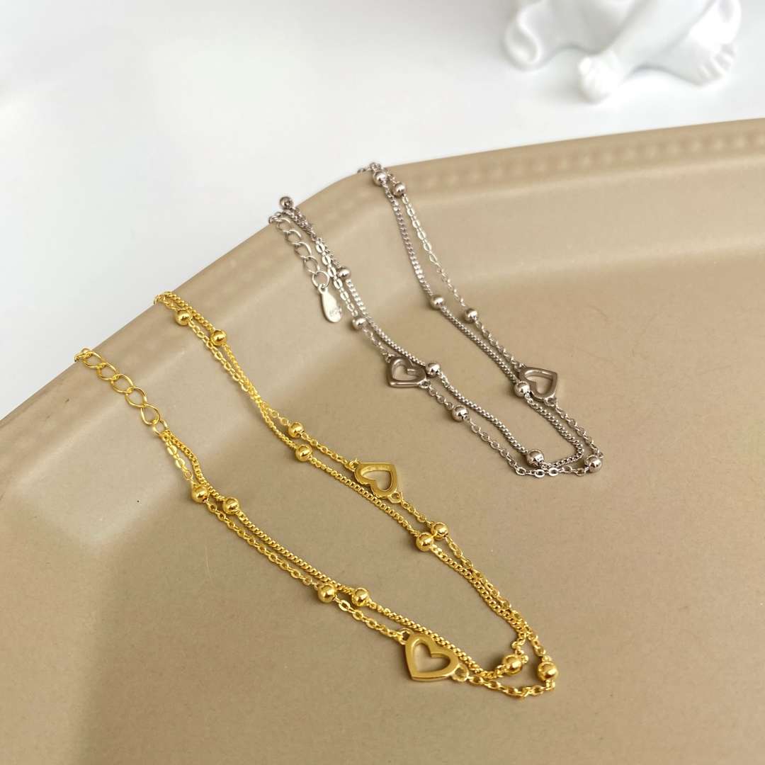 [Solara Jewelry]Dainty Double Layer Love Heart Bracelet
