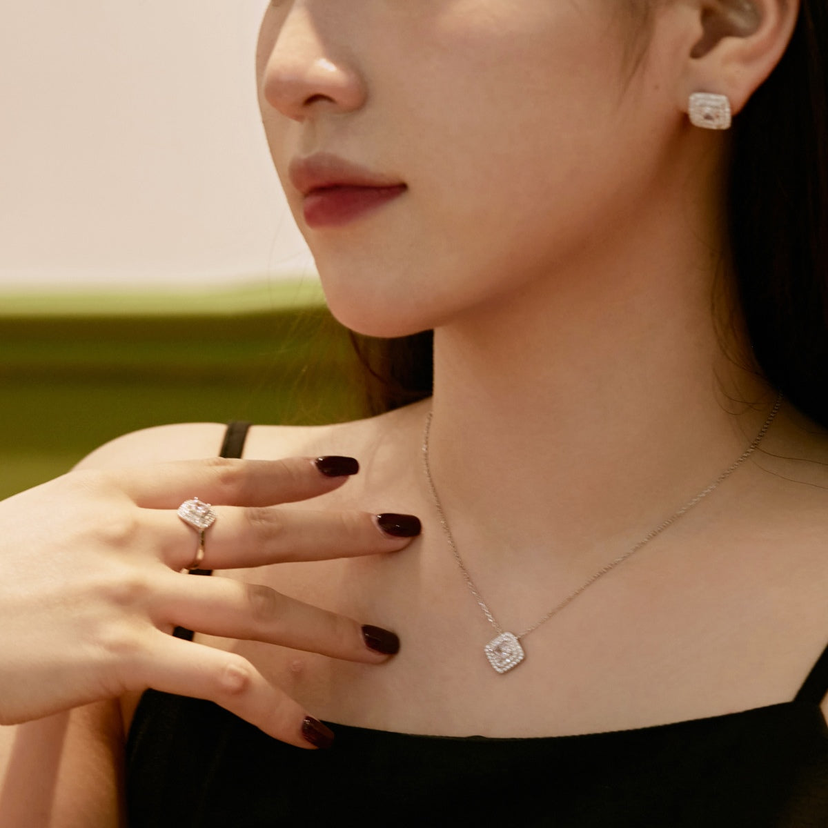 [Solara Jewelry]Sparkling Asscher Cut Necklace