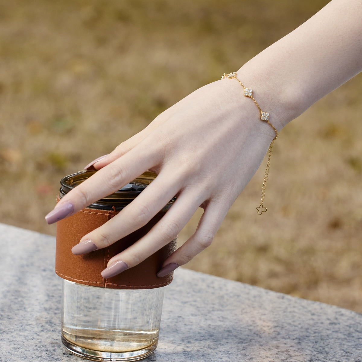 [Solara Jewelry]Four-Leaf Clover Hollow Butterfly Bracelet