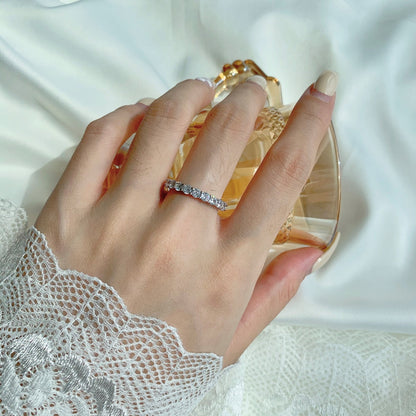 [Solara Jewelry]Sparkling Round Cut Tennis Ring