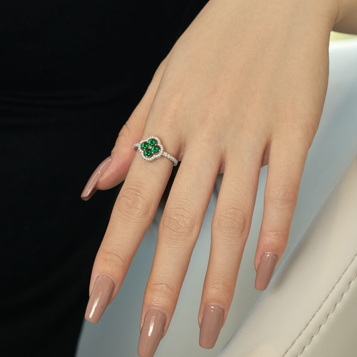 [Solara Jewelry]Four Leaf Clover Flower Design Ring