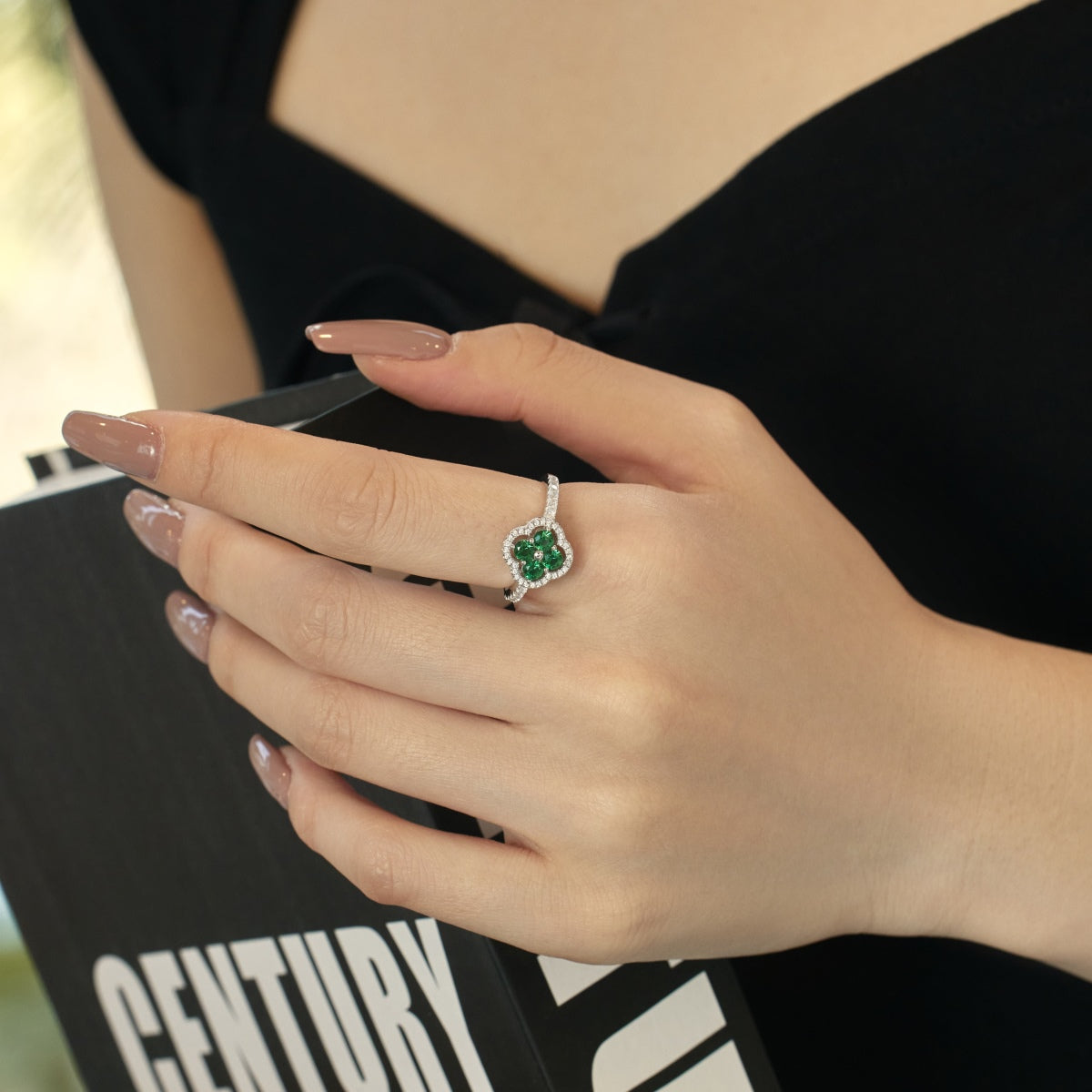 [Solara Jewelry]Four Leaf Clover Flower Design Ring