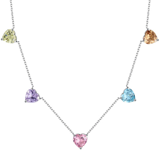 [Solara Jewelrys ]Sparkling Colorful Heart Cut Necklace