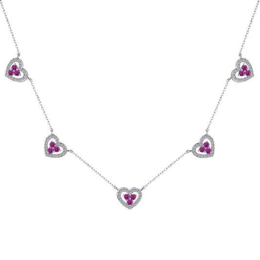 [Solara Jewelrys ]Sparkling Five Heart Necklace