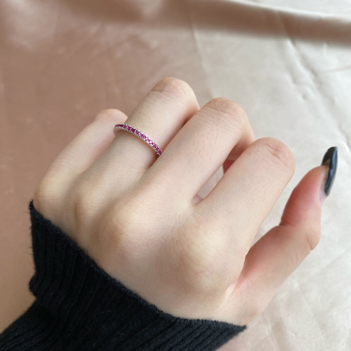[Solara Jewelry]Delicate Sparkling Round Cut Daily Ring