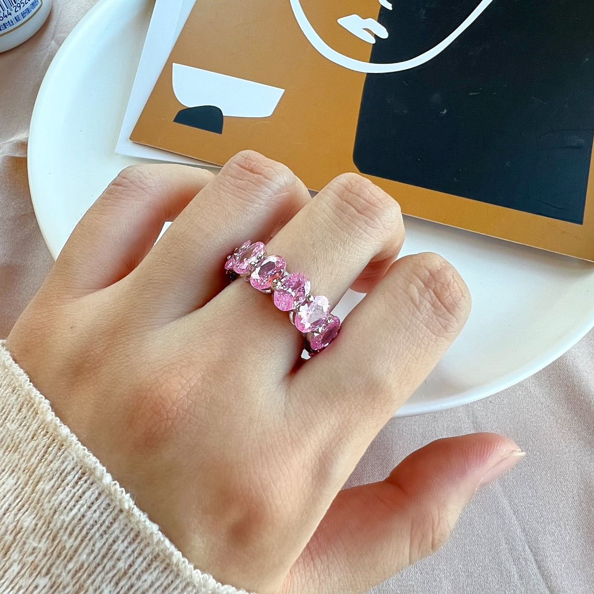 [Solara Jewelry]Dainty Elongated Cushion Cut Tennis Ring