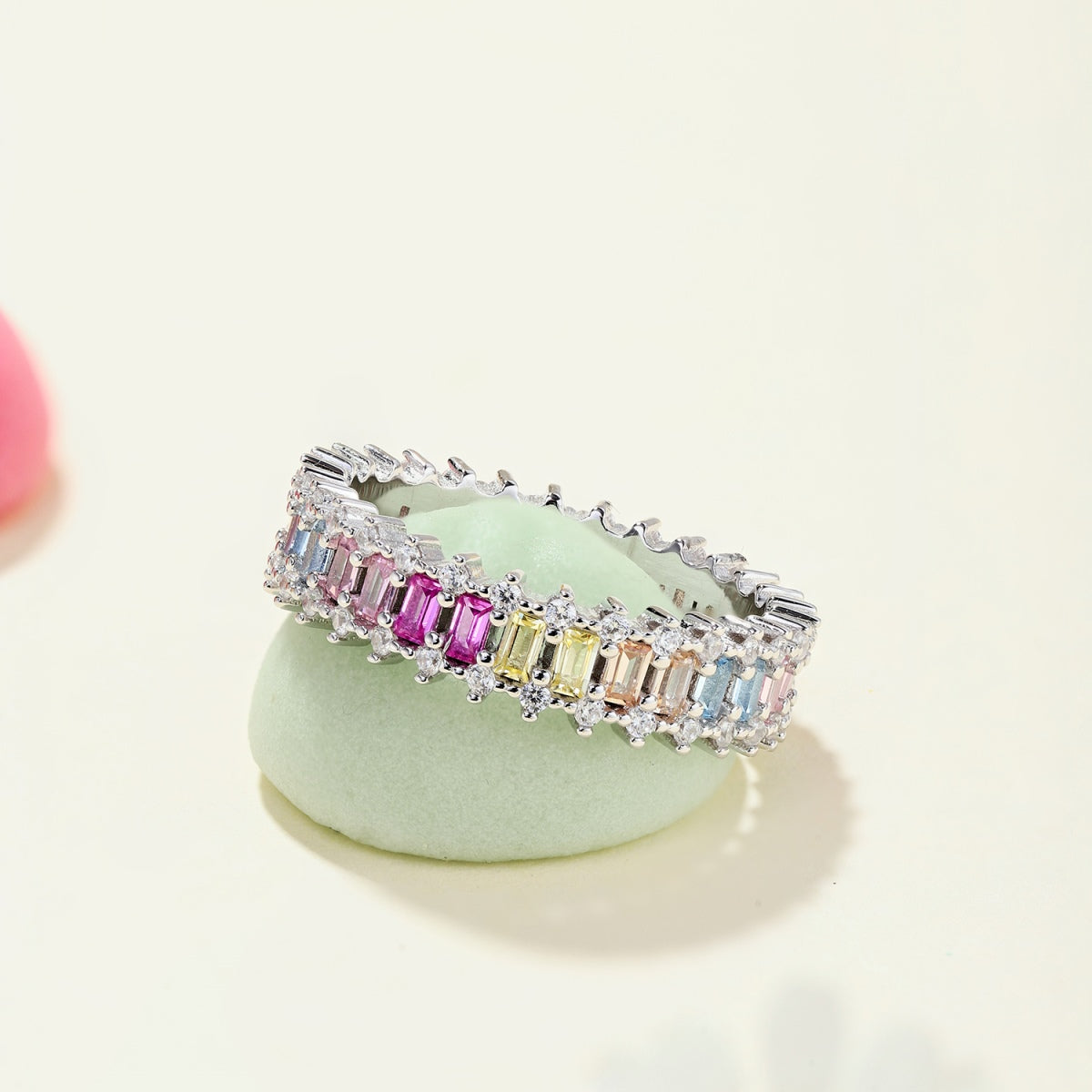[Solara Jewelry]Splashy Ornate Emerald Cut Cocktail Ring