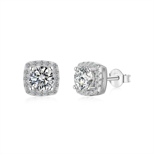 [Solara Jewelrys ]Classic Round Center Stone Stud Earrings