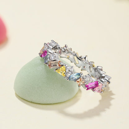 [Solara Jewelry]Dazzling Polychromatic Multi cut Daily Ring