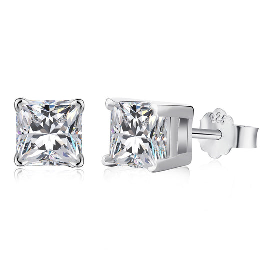 [Solara Jewelrys ]1.0 Carat Radiant Princess Cut Wedding Earrings