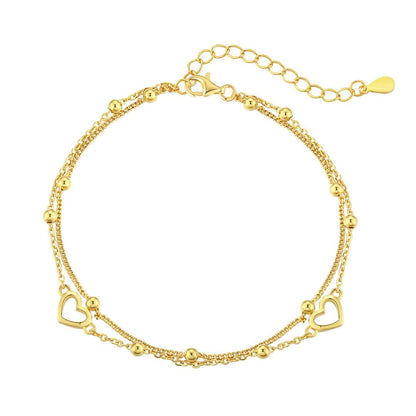 [Solara Jewelry]Dainty Double Layer Love Heart Bracelet