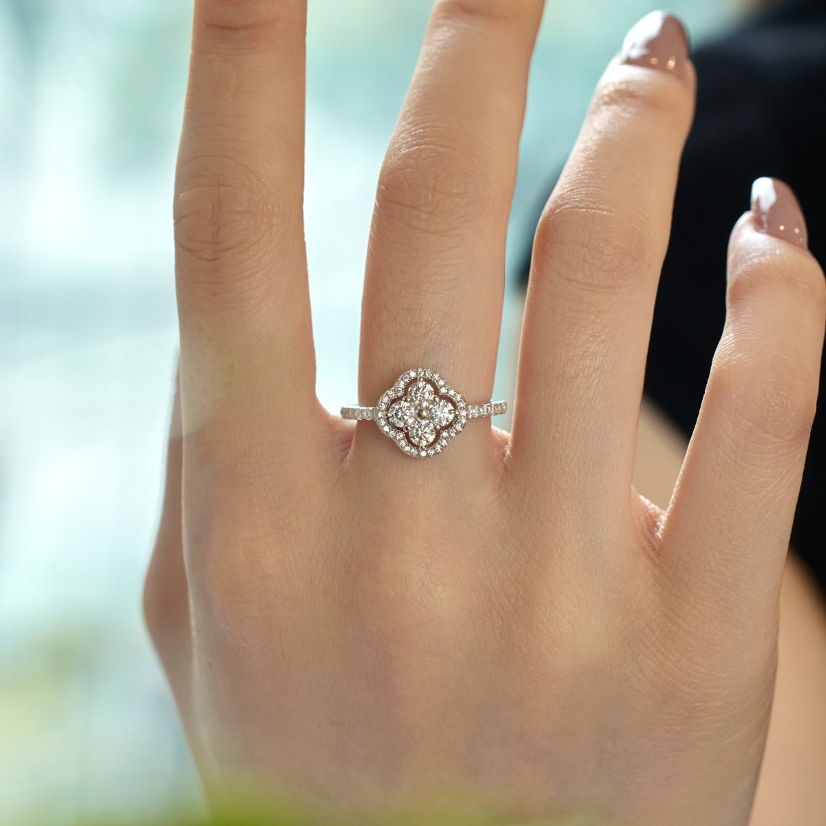 [Solara Jewelry]Four Leaf Clover Flower Design Ring
