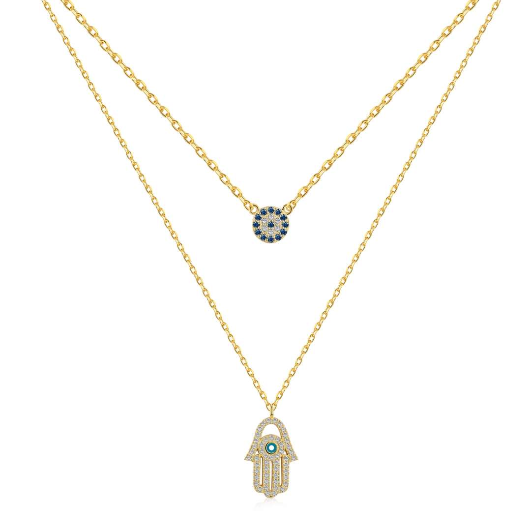 [Solara Jewelry]Demon Eye Hamsa Palm Necklace