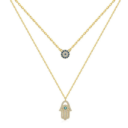 [Solara Jewelry]Demon Eye Hamsa Palm Necklace