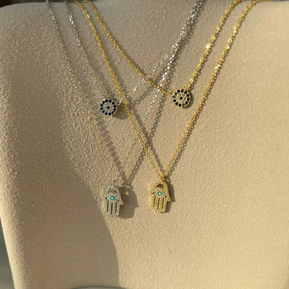 [Solara Jewelry]Demon Eye Hamsa Palm Necklace