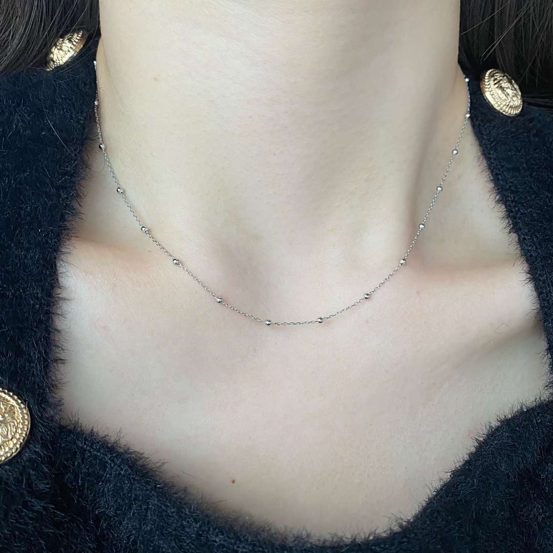 [Solara Jewelry]Small Bead Clavicle Chain Simple Necklace