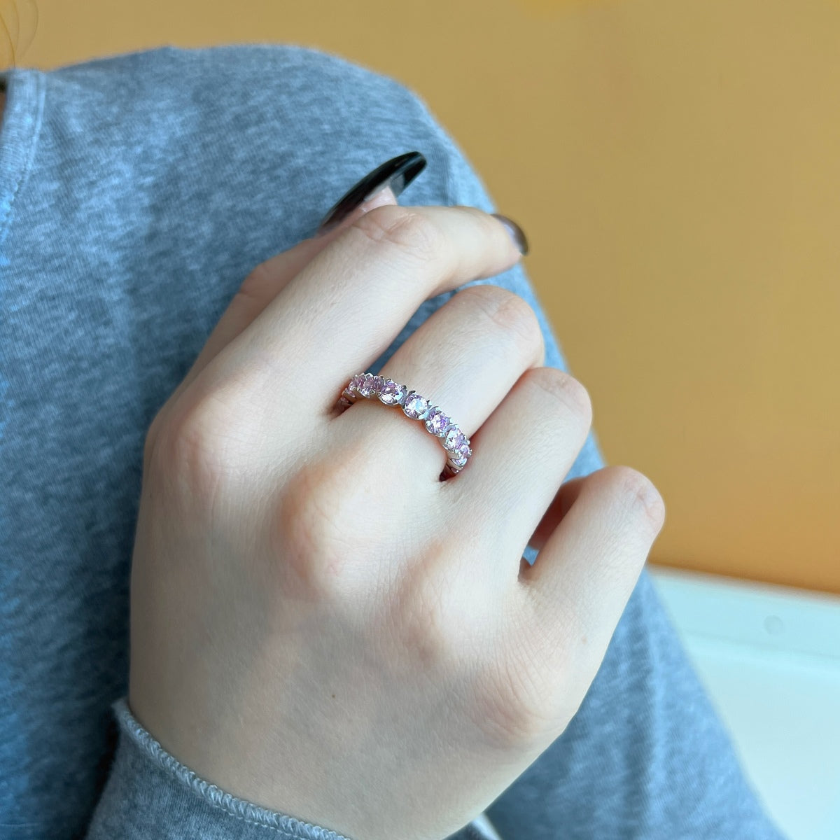 [Solara Jewelry]Eternity Round Cut Tennis Ring