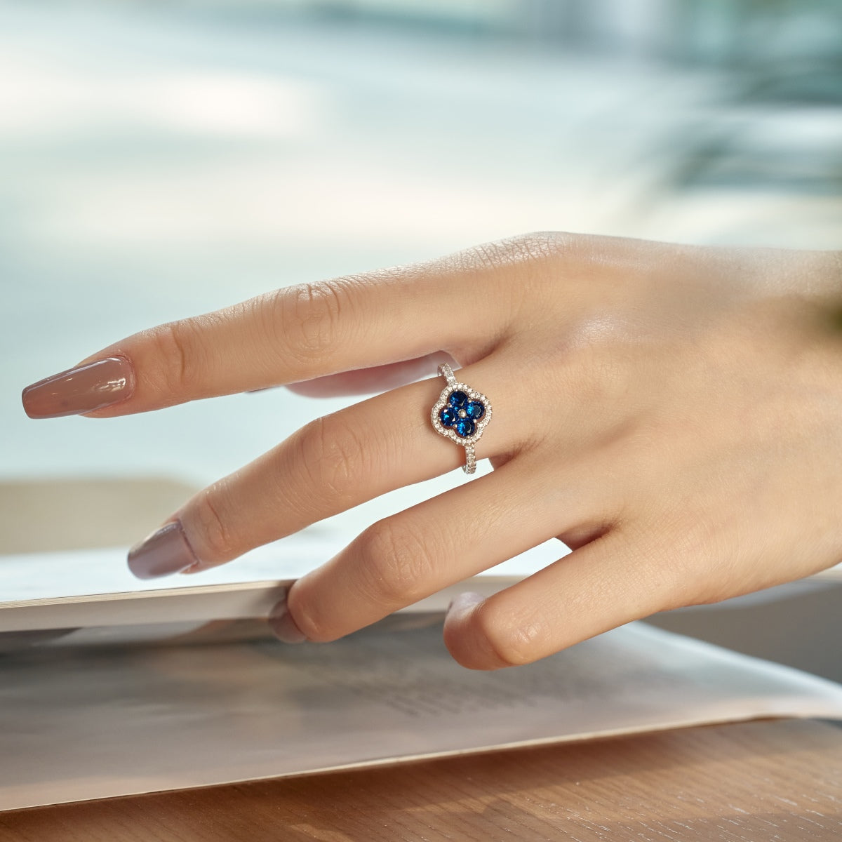 [Solara Jewelry]Four Leaf Clover Flower Design Ring