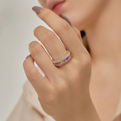 [Solara Jewelry]Dainty Colorful Radiant Cut Daily Ring