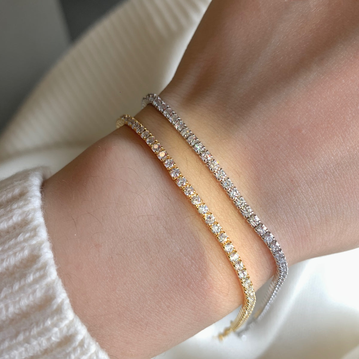 [Solara Jewelry]Radiant Shinning Princess Cut Tennis Bracelet