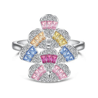 [Solara Jewelry]Sparkling Colorful Water Drop Shape Daily Ring