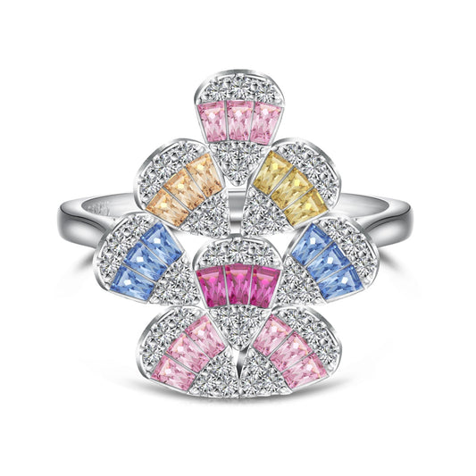 [Solara Jewelry]Sparkling Colorful Water Drop Shape Daily Ring