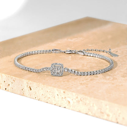[Solara Jewelry]Luxurious Dazzling Square Shape Banquet Bracelet