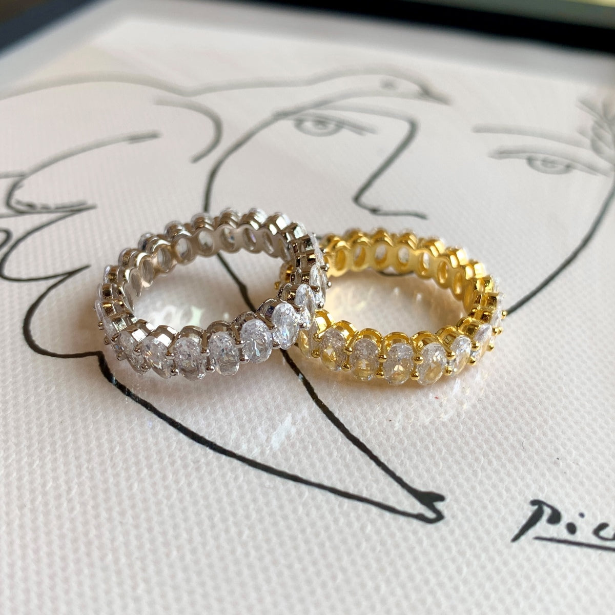 [Solara Jewelry]Ornate Oval Cut Tennis Ring