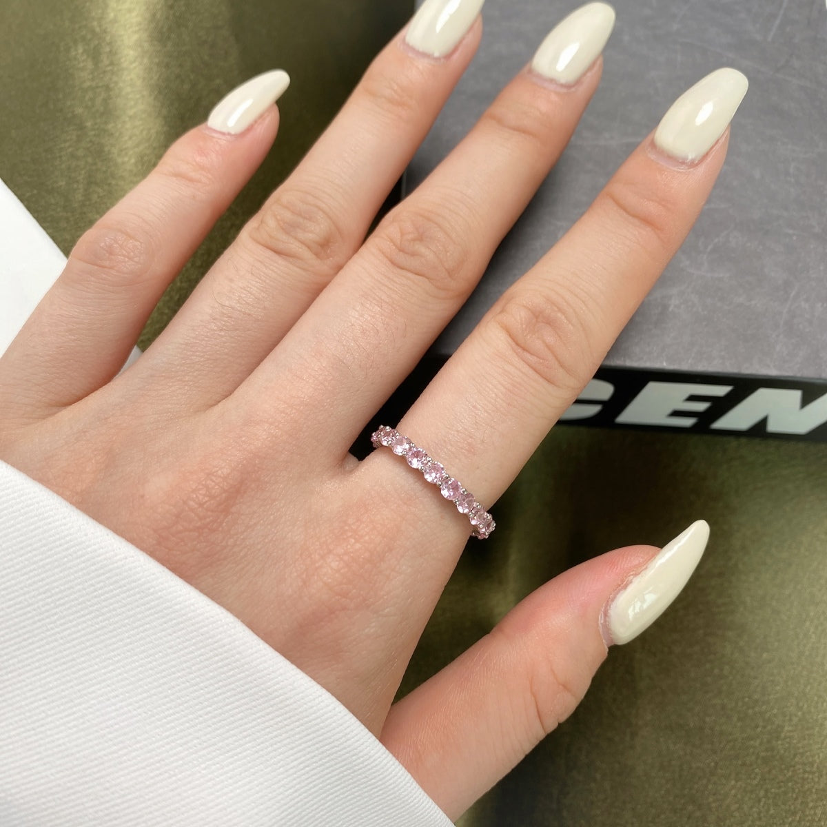 [Solara Jewelry]Sparkling Round Cut Tennis Ring