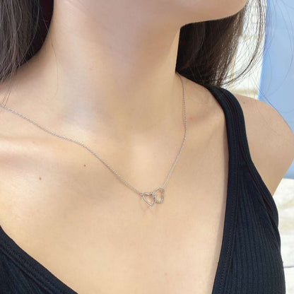 [Solara Jewelry]Sterling Silver Love Double Ring Necklace