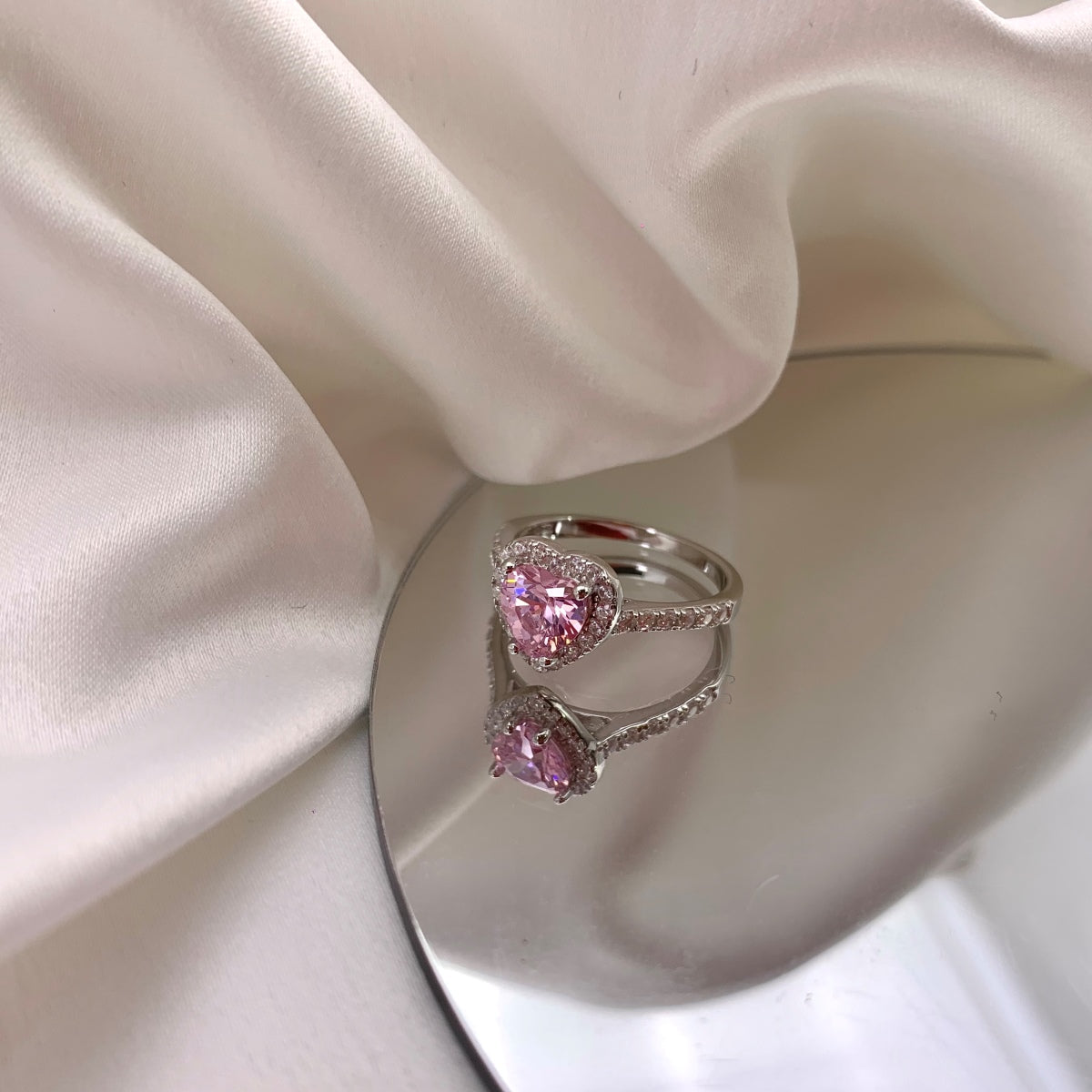 [Solara Jewelry]Eternity Splashy Romantic Heart Shape Lover Ring